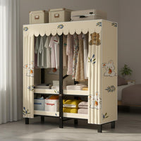 Easy Assembly Textile Storage Wardrobe Heavy Duty Foldable Wardrobe Dustproof Portable Clothes Closet Large Capacity for Renters