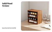 Space Saving Wooden Makeup Organizer Great Gift Desktop Cosmetic Storage Box Retro Aesthetic for Beauty Enthusiasts, Students, Dresser