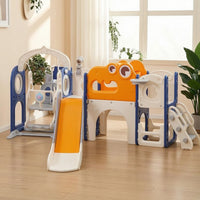 Slide and Swing Set Indoor-Outdoor Climber with Slide Compact Activity Center with Basketball Hoop for Young Children, Kids, Backyard, Playroom