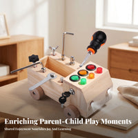 Natural Wood Finish Educational Busy Toy Lighted Dome Elements Wooden Busy Toy Tool Parts Sensory Activity Board Tabletop Design for Children