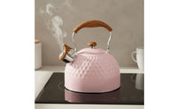 Hammered Whistling Kettle Resistant Tea Kettle with Wood-Grain Handle Fast-Heating for Stovetop, Kitchen