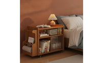Solid Wood Mobile Side Table with Shelves Compact Rolling Side Table Space-Saving Rolling Utility Cart Multipurpose for Homeowners