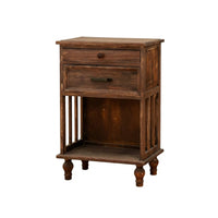 Farmhouse design End Table with Drawer and Basket Distressed Finish Nightstand Multi-Functional Bedside Cabinet space-saving Size for Homeowners, Apartment Dwellers, Small Spaces, Hallway, Entryway, Living Room