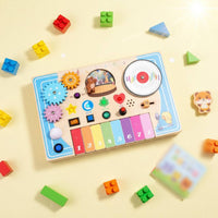Wooden Piano Busy Board Motor Skills Kids Busy Board Toy Rounded Edges Educational Wall Toy for Home