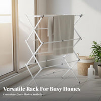 Foldable Clothes Drying Rack Adjustable Floor Standing Laundry Rack Foldable Clothes Horse Space-Saving for Indoor, Balcony