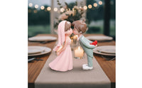 Romantic Design Cartoon Wedding Couple Ornament Keepsake Bride and Groom Figurine Lightweight Miniature Wedding Couple Reusable for Micro Landscape