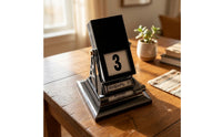 Freestanding Rotary Perpetual Desk Calendar Reusable Desktop Perpetual Calendar Weighted Ornament Daily for Professionals