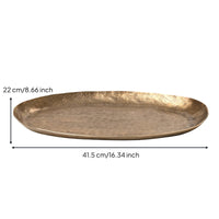 Metal decorative Tray with Textured Surface Sculptural Irregular Elliptical Tray Elegant Decorative Bowl for Coffee Table