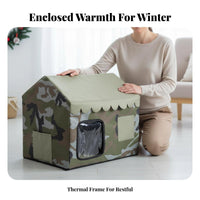 Enclosed Cooling Kennel Easy Assembly Feline House Spacious Interior Portable for Indoor, Trip