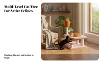 Stable construction Multi-Level Cat Tree with nailing Posts Multi-Level Cat Tower complete Design Pet Furniture snug Condo for Indoor, Indoors, Living Room, Bedroom