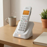Backlit LCD Cordless Landline Telephone Numeric Keypad Handset Phone Memory Keys Base Station Phone Call Buttons