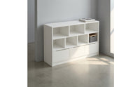 Bookshelf with Storage Cabinet Space-Saving Floor Bookcase with Dividers Compact Storage Cabinet with Compartments for Study, Living Room, Bedroom