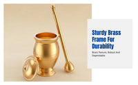 Brass Mortar, Durable Copper Seasoning and Garlic Grinder, Upgraded Thickened Design, Includes Random Anti-Slip Mat