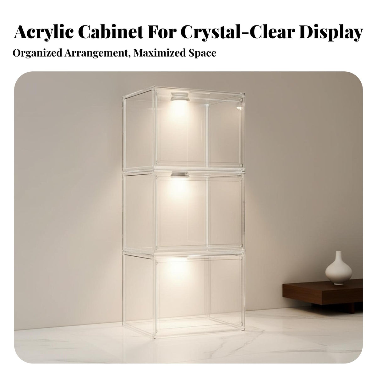 Acrylic Figure Showcase Imitation Glass Look Lego Display Box High Clearness Transparent Display Case for Collectors, Adults, Home, Study, Playroom