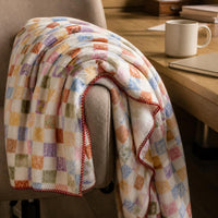 Double-Sided Lamb Fleece Casual Blanket Shawl for Home and Office