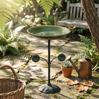 Garden Hook Birdbath Flower-Shaped Leaf Basin Birdbath Decorative Design