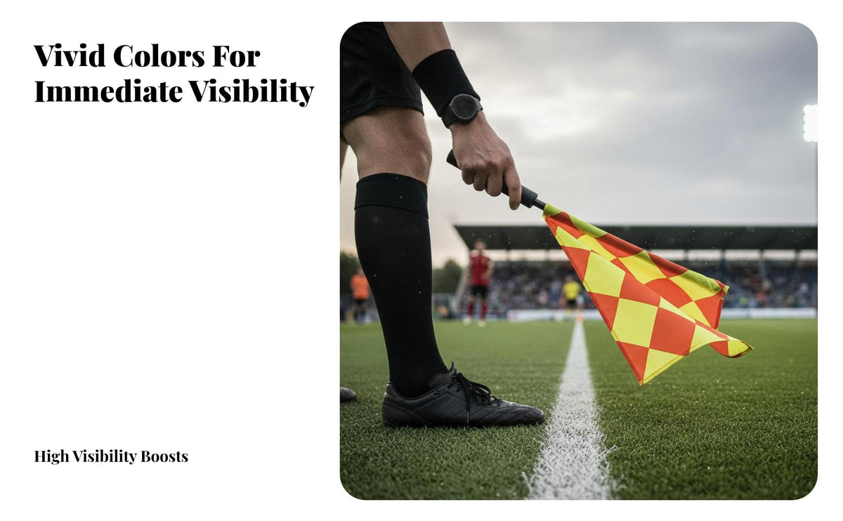 2 Pieces Referee Flag Set High Visibility Colors Linesman Flag Comfortable Sponge Grip Football Referee Equipment Set for Referees, Sports Training