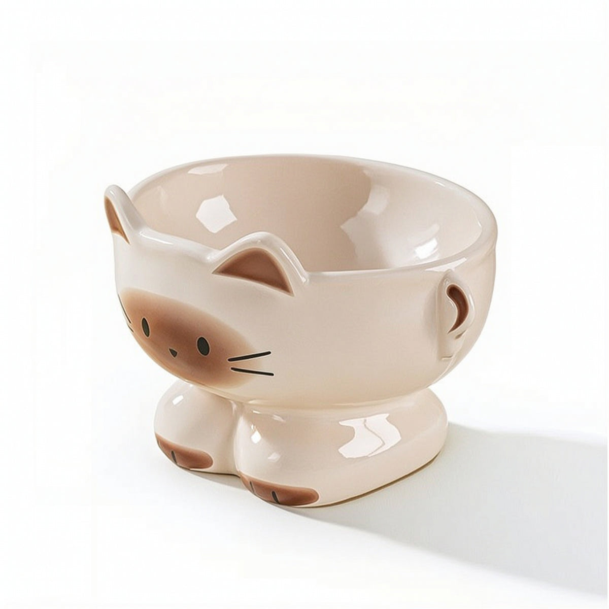 Glossy Cat Bowl with Pedestal Compact Ceramic Cat Bowl Stable Pet Feeder Dishes Sturdy for Cats, Small Dogs, Feeding Station, Kitchen