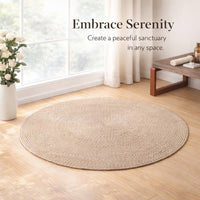 Oval Handwoven Jute Mat, Braided Jute Round Rug, Jute Floor Mat for Entryway, Bohemian Decor Enthusiast Round Rug, Breathable Surface Jute Mat