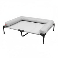 Detachable and Washable Elevated Dog Bed Easy to Clean Raised Pet Cot with Side Cushion Long-Lasting Construction Raised Cooling Pet Cot Heavy Duty Steel Frame for Patio