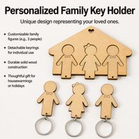Personalized Wooden Key Holder, Wall Mount Key Hook for New Homeowners, Modern Art Key Hanger with Screw-in Installation