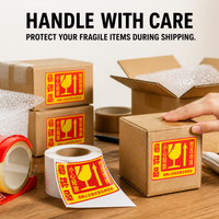 Fragile Warning Stickers for Shipping and Packaging, Handle with Care Labels