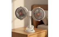 Two-Head Fan Adjustable Double-Head Cooling zoneSaving for Students, Dorm Room, Bedside Table