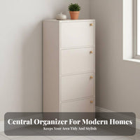 Space-Saving Tipping Shoe Cabinet Large Capacity Narrow Multi-Tier Locker Easy to Assemble Household Furniture Flip-down Drawers for Apartment Dwellers, Homeowners, Entryway, Small Areas, Hallway, Mudroom