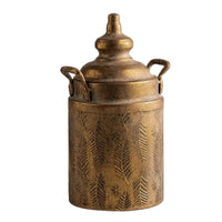 Flower Vase with Lid Textured Metal Urn Vase Ornamental for Mantel, Entryway