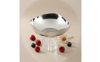 Stainless Steel Fruit Tray Mirror Finish Pedestal Fruit Bowl Transparent Base Decorative Serving Tray for Dining Area, Living Room, Hotel
