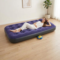 Inflatable Mattress and Air Bed for Car Camping, Camping Mattress with Pillow and Electric Pump, Flocked Surface Camping Mat, Foldable Guest Bed