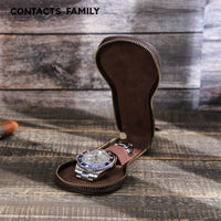 Contacts Family Vintage Leather Watch Storage Box with Zipper