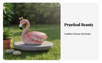 Waterproof Resin Flamingo Storage Box Multi-Functional Flamingo Planter Fade-Resistant for Outdoor, Balcony, Poolside