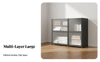 Dust-Proof Organizer Shelf with Doors Large Capacity Multi-Layer Display Cabinet Multifunctional for Renters, Bedroom, Living Room, Entryway