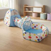 Foldable Kids Play Tent and Tunnel Set Mesh Play Tent Set Collapsible Crawl-Through Tunnel Polka Dot