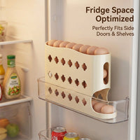 Holder for Fridge with Automatic Dispenser, Stackable Egg Storage Container for Small Kitchen Countertop, 18 Egg Holders Organizer Bin for Families