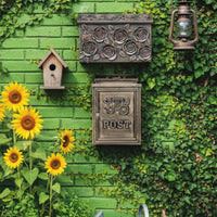 Weatherproof Wall Mounted Mailbox Weather-Resistant Ornate Wall-Mounted Letterbox Heavy Duty Vintage Design Letterbox Lockable Security for Garden