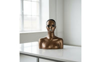 Female Mannequin head Bronze Mannequin Head with Shoulders Decorative hat display stand for Hair Stylists, Salons, Photography Studios