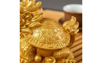Auspicious Symbol Color Changing Dragon Turtle Artisan-Crafted Color Changing Tea Pet Dragon Turtle Figurine for Collectors, Home Decor, Office Desk