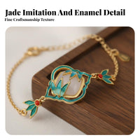 Chinese Design Bamboo Bracelet Adjustable Length Imitation Jade Enamel Bracelet