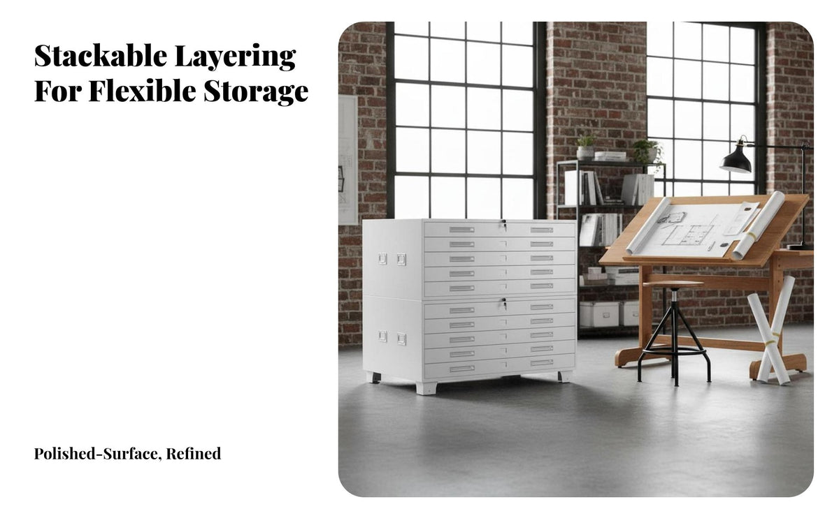 Flat document Cabinet utilitarian Design Multi-Drawer Unit robust Construction Office Furniture for Architects, Designers, Study Room, Bedroom, Under Desk