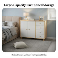 hardwood Wood Legs 2-Door 3-Drawer Cabinet Multi-Functional Sideboard Large Capacity Storage Furniture Modern Design for Apartment Dwellers, Homeowners, Families, Living Room, Bedroom, Hallway, Entryway