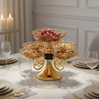 Crystal-Like Appearance Multi-Tier Fruit Platter Elegant Design Rotating Snack Server Great Gift Idea for Parties, Living Room, Coffee Table