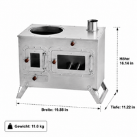 Portable Tent Stove, Wood Stove for Camping, with Cooking Surface and Ash Catcher, Alloy Heating for 3-5 People