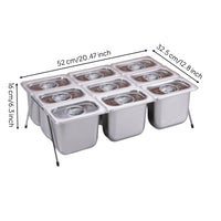 Stainless Steel Food Pan with Rack Elevated 9-Compartment Food Pan with Lid Buffet Condiment Organizer for Buffets
