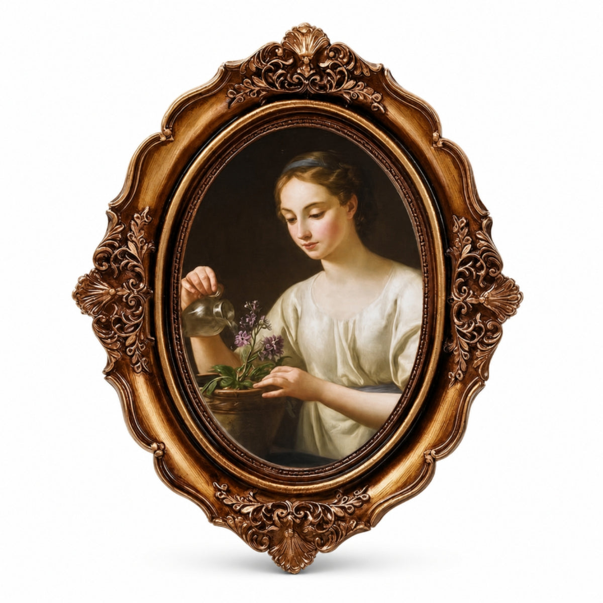 Gold Oval Picture Frame Antique Ornate Picture Frame Embossed Carved Look for Home Decorators, Art Collectors, Living Room, Bedroom, Entryway