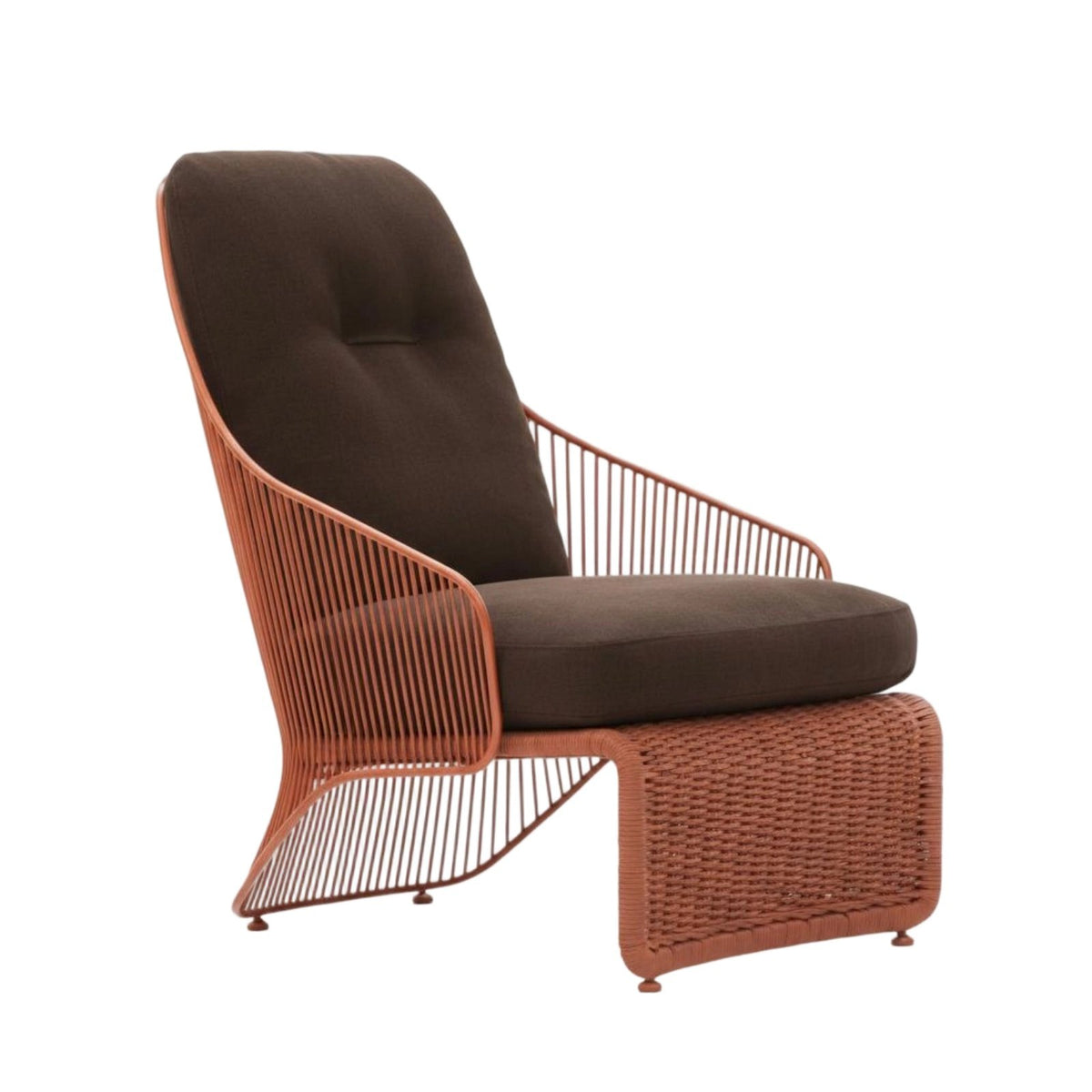 Nordic Design Woven Frame Single Sofa Weather Resistant Woven Lounge Chair Designer Look Outdoor Furniture Thick seat pads for Designers, Hotel Managers, homeowners, Balcony, supportyard, Deck, waterfront