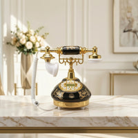 Antique Style Telephone Decorative Antique Telephone Retro Landline Phone Glossy Landline Phone with Coiled Cord Classic
