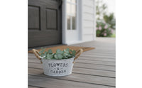 Farmhouse Galvanized Bucket Planter Vintage Metal Flower Pot with Handles White Wash Planter with Rope Handles Lightweight for Balcony, Shelves