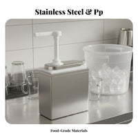 Food Grade Material Sauce Pump Dispenser Precise Dispensing Stainless Steel Lid Sauce Pump Easy to Clean for Chefs, Coffee Shop, Restaurant